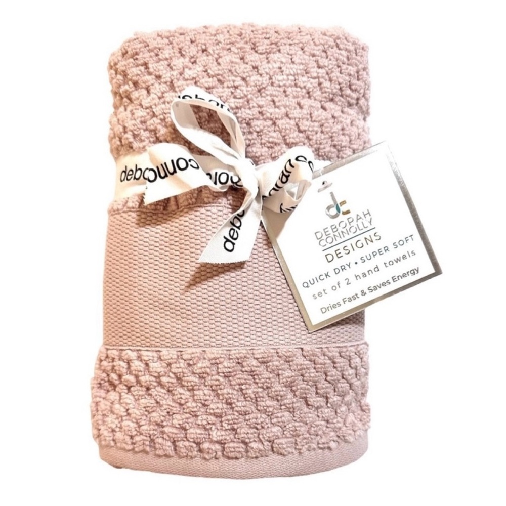 Cotton Hand Towels Set of 2 Pale Dusty Pink NEW